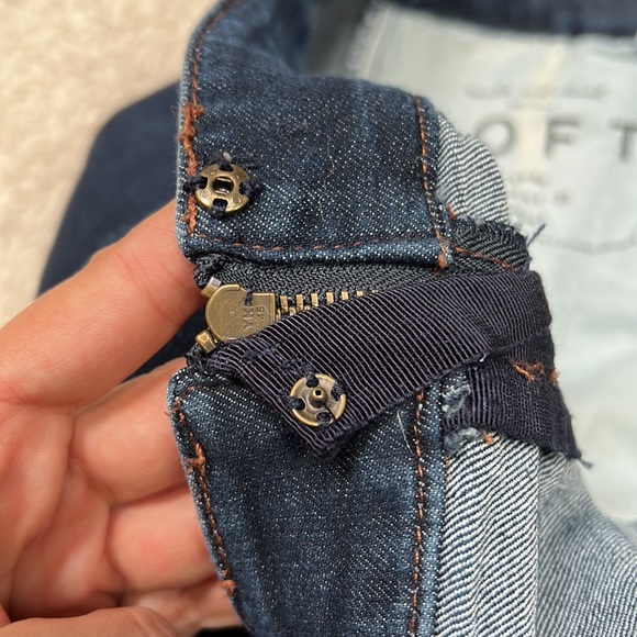 Ann Taylor LOFT basic navy cotton blend denim midi skirt pockets silver hardware - Picture 12 of 15